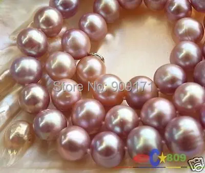 

Free Shipping>>AAA++17" 11MM LAVENDER ROUND FW CULTURED PEARL NECKLACE