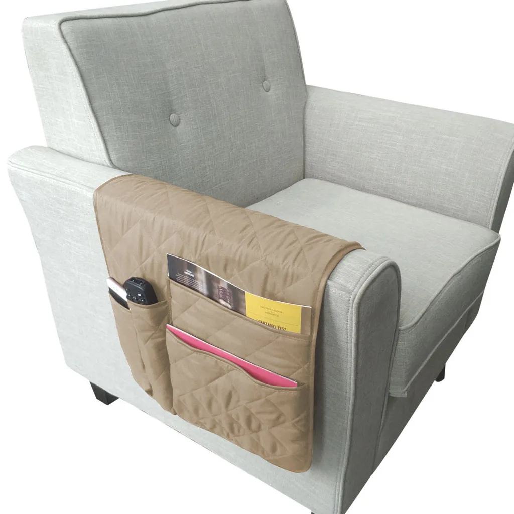 

Sofa Arm Rest Remote Control Holder Storage Bag TV Remote Control Organizer 4 Pockets for Cell Phones Magazine Storage Pouch