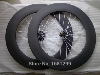 

New 700C 88mm clincher rim Road bicycle matt 3K full carbon bike wheelsets with Powerway R13 hubs 20.5/ 23/ 25mm width Free ship