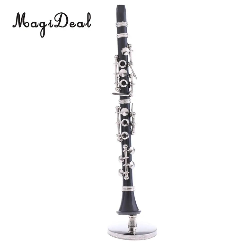 Miniature ABS Plastic Black Clarinet Musical Instrument with Box for 1/12 Dollhouse Music Room Table Decor Children Toy Gift
