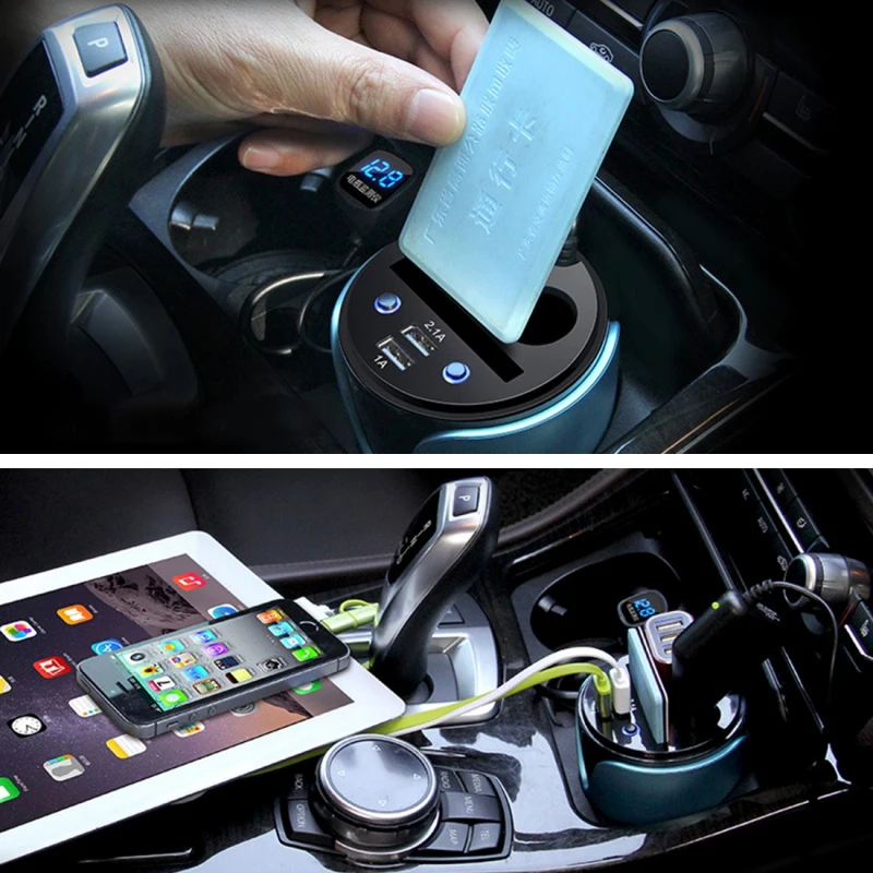 

KANEED 3.1A USB Fast Charge Digital Dual Car Cigarette Lighter Socket Splitter Adapter 12-24V LED Car Battery Voltage Display