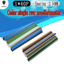 12 pçs 2.54mm preto + branco + vermelho + amarelo + preto + azul unica linha masculina 1x40 1*40 pinos cabeçalho tira rohs cgkch090 feminino