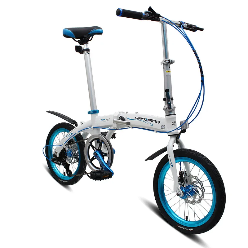 Ультра-светильник, полностью алюминиевый сплав, складной велосипед, 16 дюймов, с 6 скоростями, двойной дисковый тормоз, складной, велосипедный мини велосипед - Цвет: E
