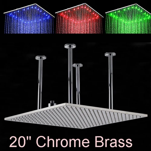 Хромированный и матовый никелевый потолочный 2" Большой душ с дождевой насадкой свет для ванной огромный 20 дюймов душ - Цвет: 20 inch chrome