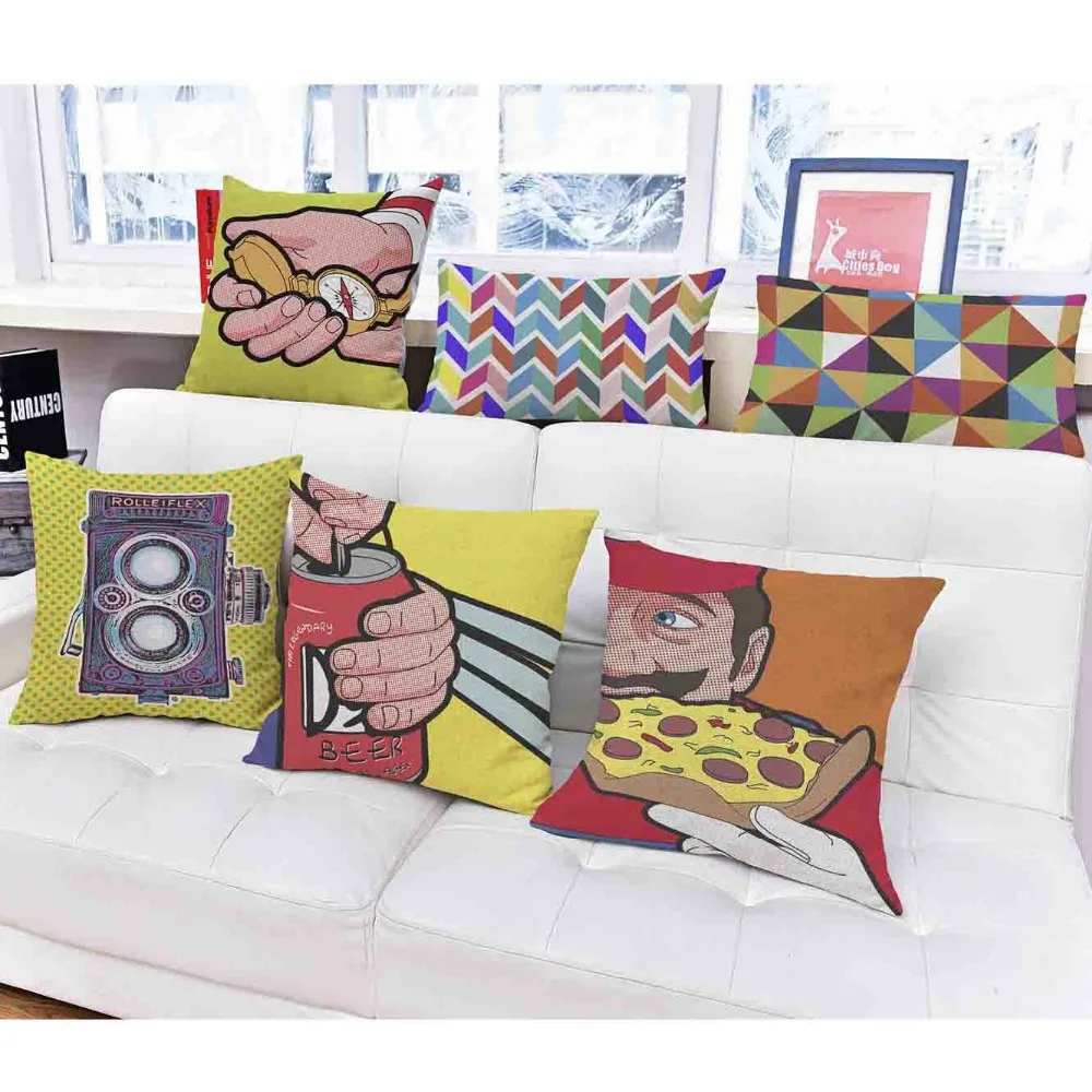 High Quality Pop Art Style Cushion Throw Pillows Linen Home Decorative