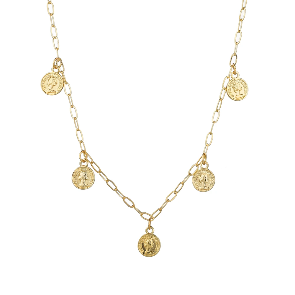 

MESTILO 2019 Summer Jewelry Gold Color Cameo Portrait Pendant Necklace For Women Girls Coin Necklace Summer Jewelry Accessories