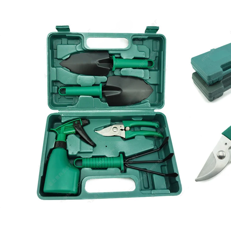 

5pcs/Set Garden Tool Set Grafting Tool Round and Sharp Shovel Rake Spray Bottle Fruit Tree Pruning Shears Bonsai Pruners