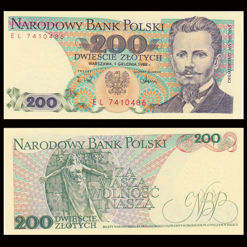 

Poland 200 Zloty, 1988, P-144c, Banknotes, UNC, Uncirculated, Collection, Gift, Europe, Original Paper Notes