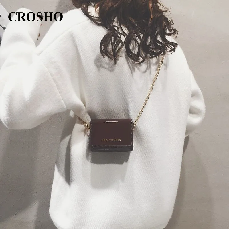 

CROSHO Mini Small Bag New Style Fashionable with Chain Cross Shoulder Bag Simple Schoolgirl Bag