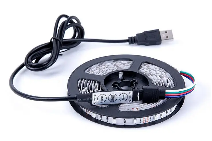 USB Светодиодные ленты свет DC5V SMD3528 RGB Светодиодные ленты Гибкие светодиодные фонари 3 клавиш mini remote 1 м 2 м 3 м 4 м 5 м ТВ Задний план Освещение