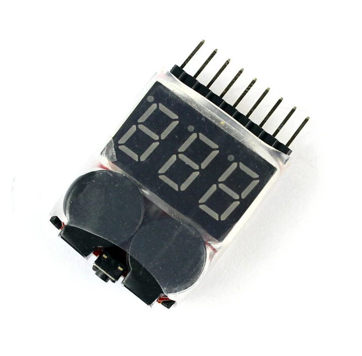 

F00872 Lipo Battery Voltage Tester Volt Meter Indicator Checker Dual Speaker 1S-8S Low Voltage Buzzer Alarm 2in1 2S 3S 4S 8S