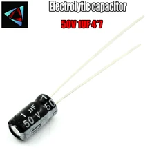 60 шт высокое качество с алюминиевой крышкой, 50В 1 мкФ 4*7 мм 1 мкФ с алюминиевой крышкой, 50В 4*7 электролитический конденсатор с алюминиевой крышкой