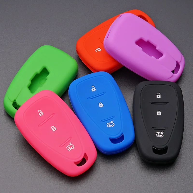 

Silicone car key fob cover case holder protect shell skin For Chevrolet Cruze Spark Onix Volt Aveo Sonic 3 button remote keyless