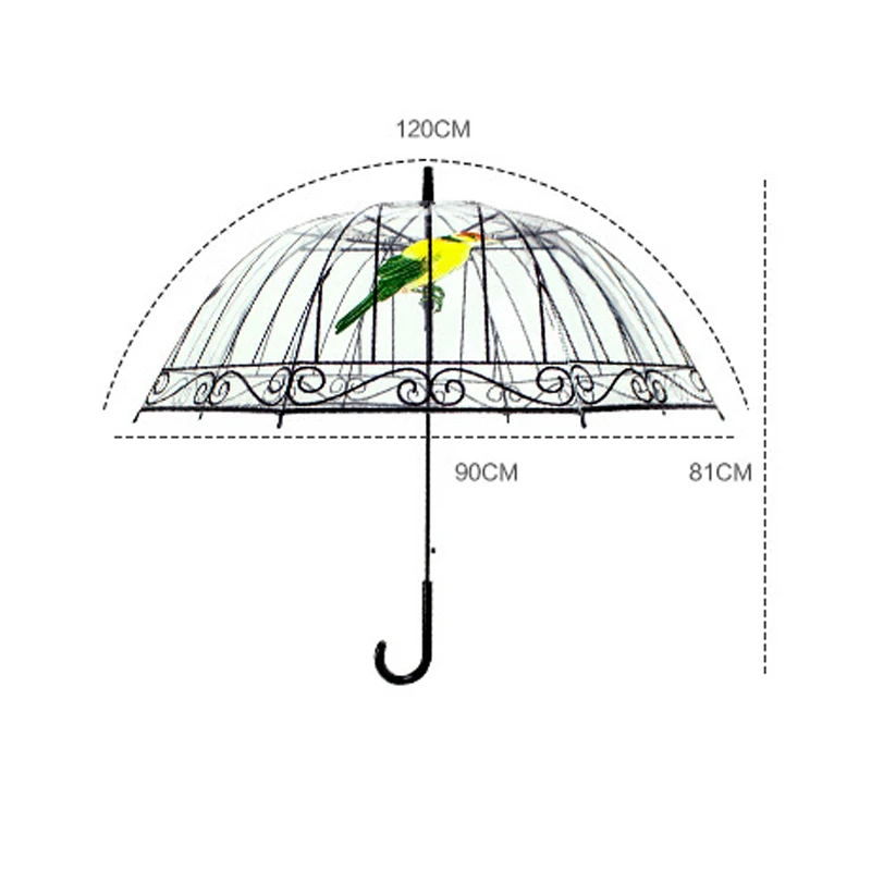 

Long Handle Transparent Umbrella Folding Birdcage Umbrella Umbrella Transparent Men And Women Models Novelty Rain WZP191