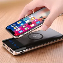 10000 мАч Внешний аккумулятор Qi Беспроводная зарядка для мобильного телефона зарядное устройство светодиодный дисплей для IPhone X XS XR MAX samsung huawei Xiaomi Asus htc