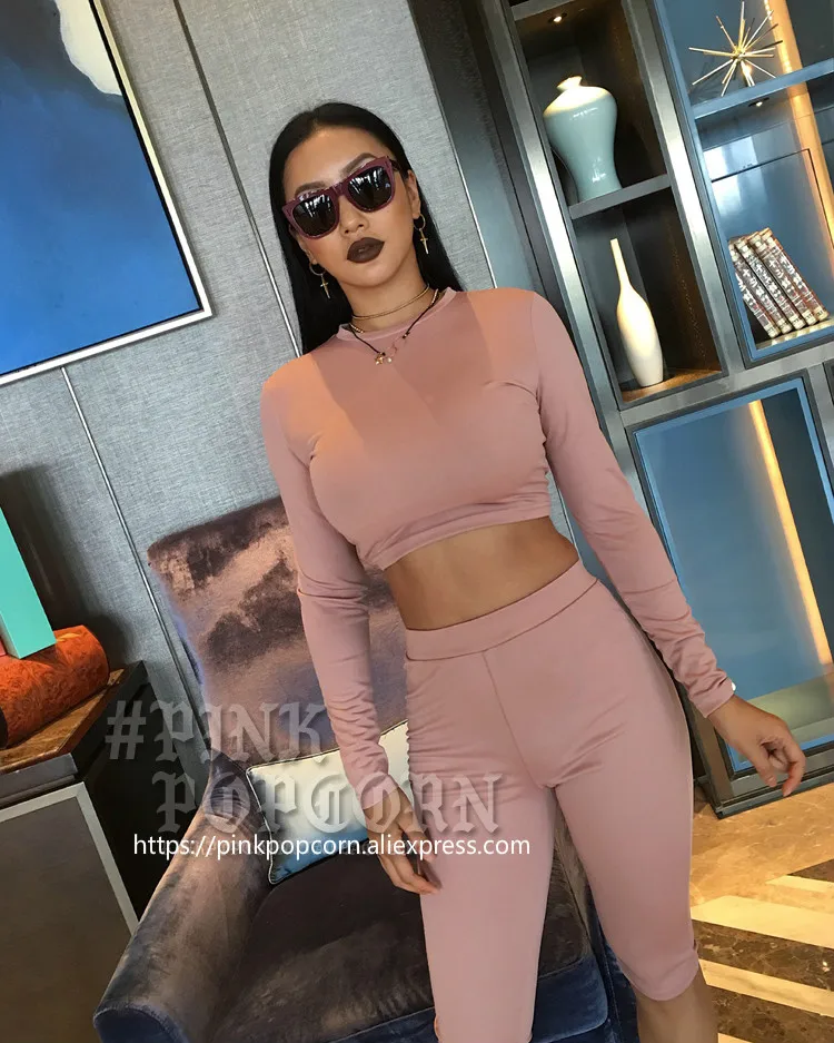 Женский спортивный костюм розовый коричневый однотонный из 2 предметов | Женская