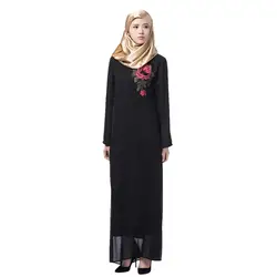 Мусульманское Новое Женское повседневное кружевное Макси платье с вышивкой с длинным рукавом женское платье арабское платье Ислам Абая