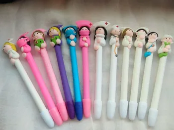 

20pcs/lot new arrival polymer clay doctor nurse character ballpoint pen promotional hospital gift pen creative novelty pen