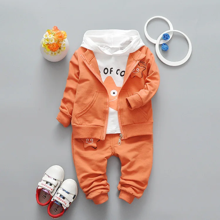 Good quality 2017 Spring Baby Girls Boys Suits Cotton Coats Hooded T Shirt Pants Infant Casuasl