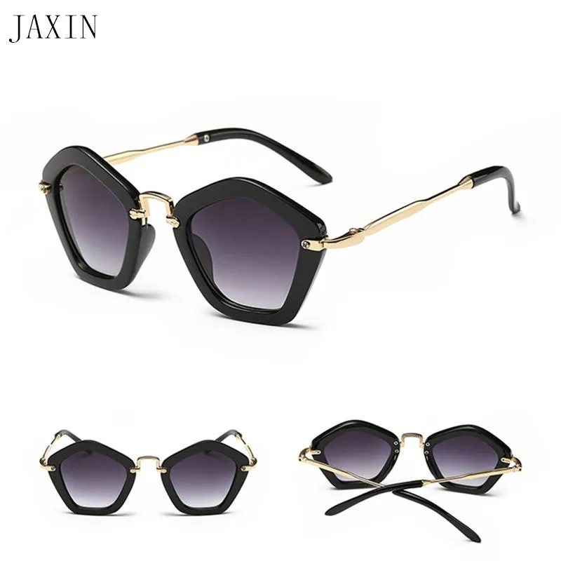 Jaxin модные пятиугольник Детские солнечные очки детские брюки индивидуального покрытием для мальчиков и девочек от солнца, кепки с стеклянный солнцезащитный козырек стаканы Детские UV400 okulary