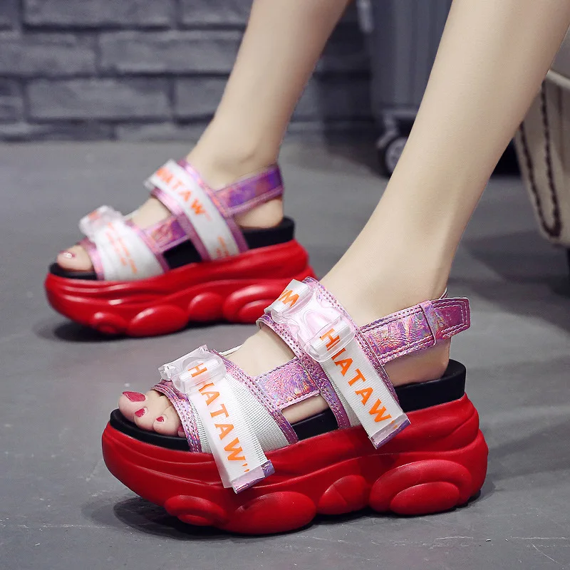 

New Fashion Letters Light Summer shoes Women Sandals Buckle Design Platform Sandals Comfortable Women Thick Sole Shoes 9cm