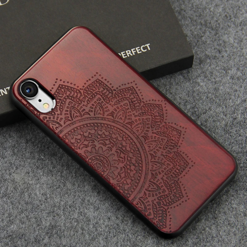 Для iPhone XR XS Max чехол Роскошная натуральная резьба по дереву противоударные чехлы