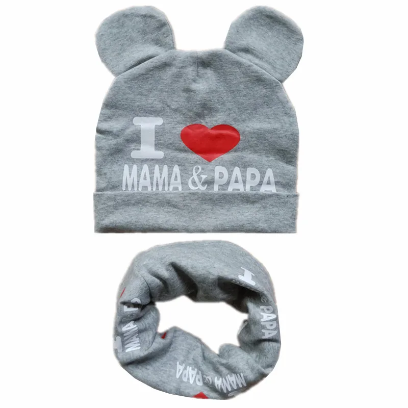 gray set Новая хлопковая детская шляпа, шарф, комплект, детский красивый комплект из шапки с ушками шапки бини шапки высокое качество для маленьких мальчиков и девочек шапки и шарфа комплект Детские шляпы реквизит для фотосессии - Цвет: gray set
