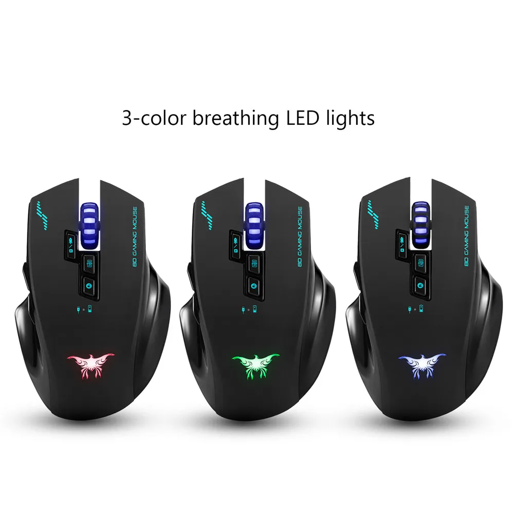 Wireless Wired Gaming Mouse 2.4GHz Rechargeable USB RGB LED 2400DPI Optical Mice (5)
