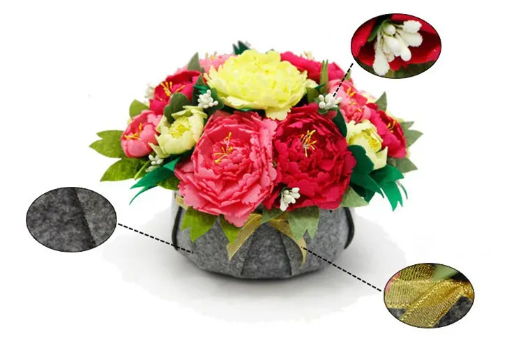 Упаковка иголок ручной работы Искусственные цветы Роза Гортензия для свадебной вечеринки день рождения украшения Красочный цветок Войлок diy пакет