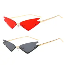 Новинка, модные женские Винтажные Солнцезащитные очки "кошачий глаз", черные, красные, полуоправы, Стильные узкие треугольные солнцезащитные очки, защита для очков
