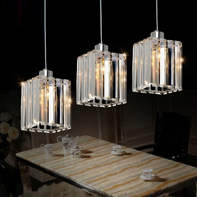 Free Modern K9 Crystal Square Pendant Light Lamp Chrome Free Modern K9 Crystal Square Pendant Light Lamp Chrome Kitchen Ceiling Fixtures Lighting