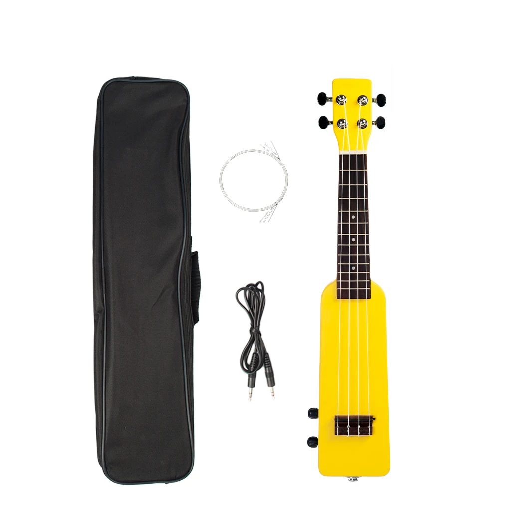 2" Okoume электрический набор укулеле W/Gig Bag 3,5 мм аудио кабель тихий Электрический Укулеле сопрано Уке-желтый
