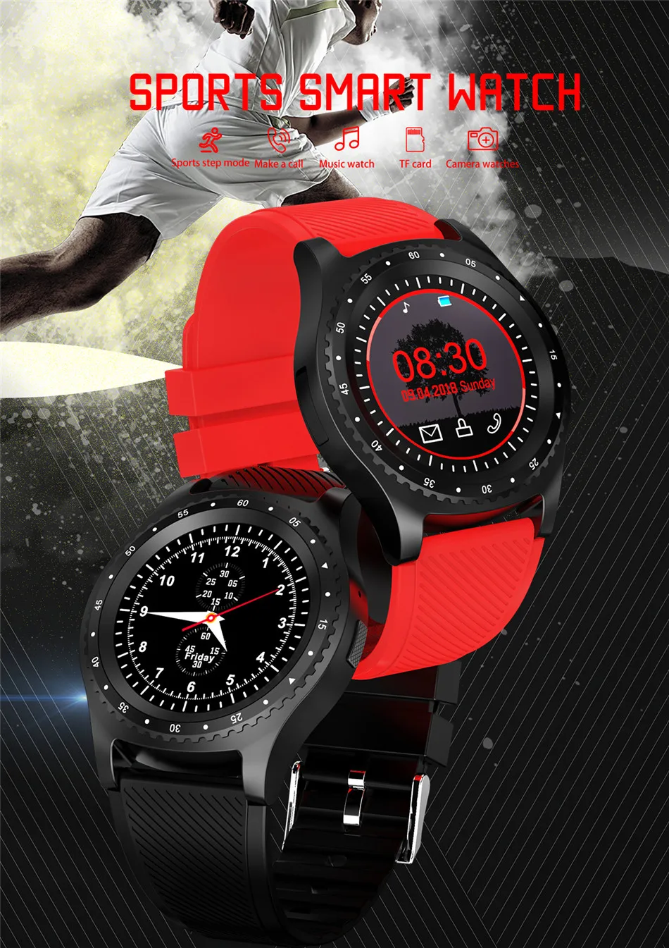 Smart Watch Men Sport Activity Fitness tracker Pedometer Sim Card Wristwatch with Camera Play Music Smartwatch
