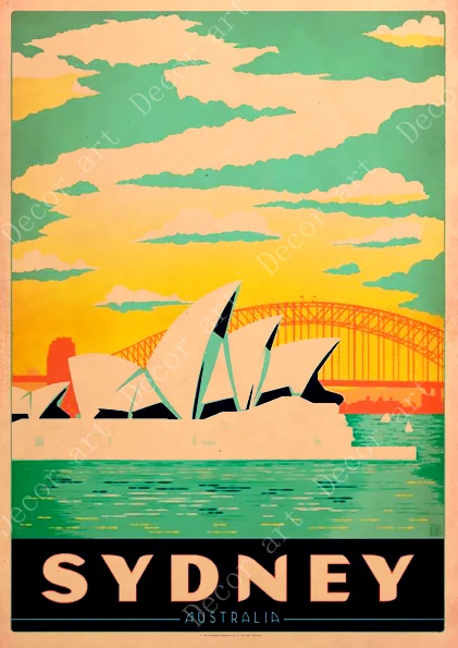 Путешествия в Сиднее, Австралия, Картина на холсте, винтажные настенные картины, крафт-плакаты, наклейки на стену с покрытием, украшение дома, подарок