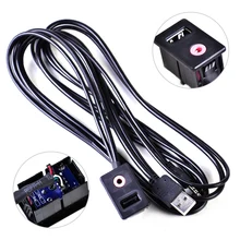 DWCX New 6-Feet USB & 3.5mm to USB & 3.5mm AUX Dashboard Flush Mount Dash Extension Cable with Mounting Bracket Adapter For Car