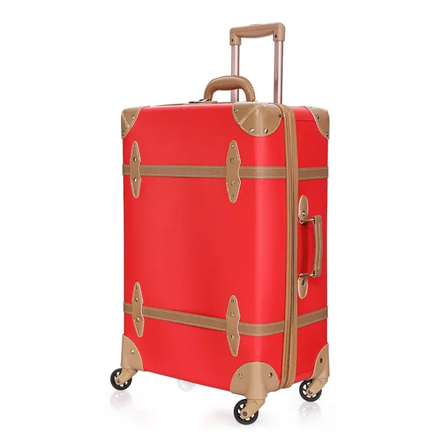 2018 fashion Red suitcase wedding luggage chinese red leather pole