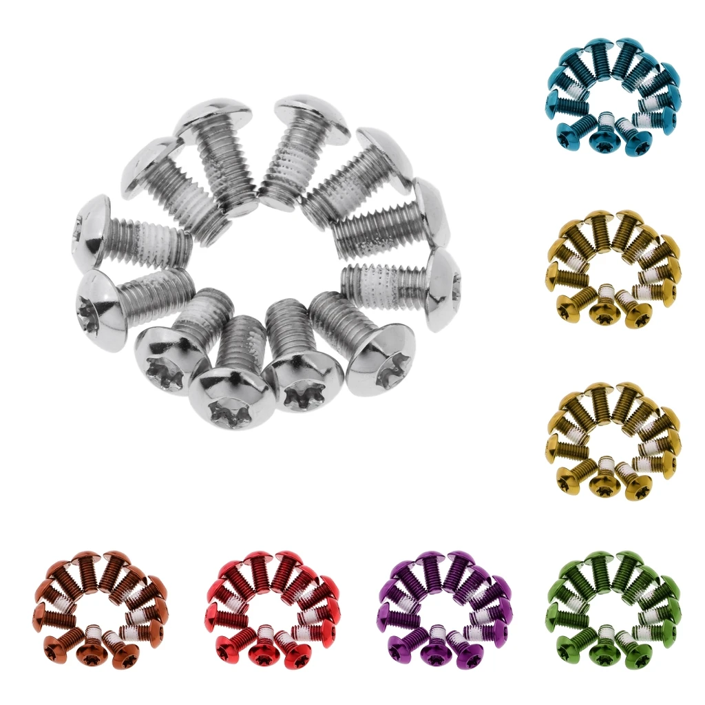 12 Pieces Bike MTB Bicycle Brake Rotor Disc Bolts Steel M5 x 10mm Screws Nuts T25 Cycle Repair Tool Equipment 8 Colors