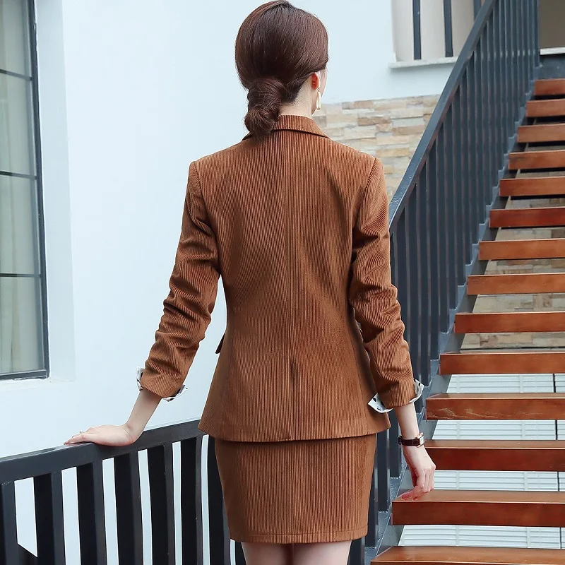Women suits Slim spring Corduroy jacket Pants 2-piece set OL Formal Business Women pants suits Woman set suits 371