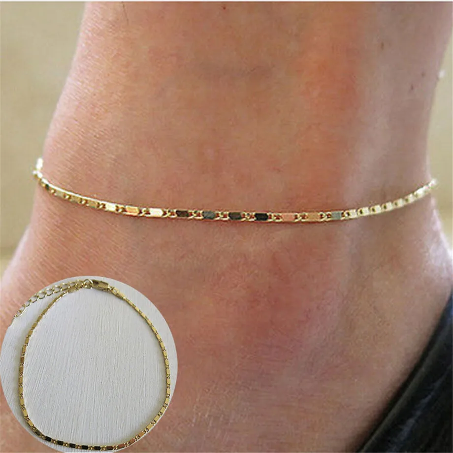 Простые Женские ножные браслеты на каждый день/спортивный золотой цвет Серебряная цепочка женский ювелирный браслет на лодыжку