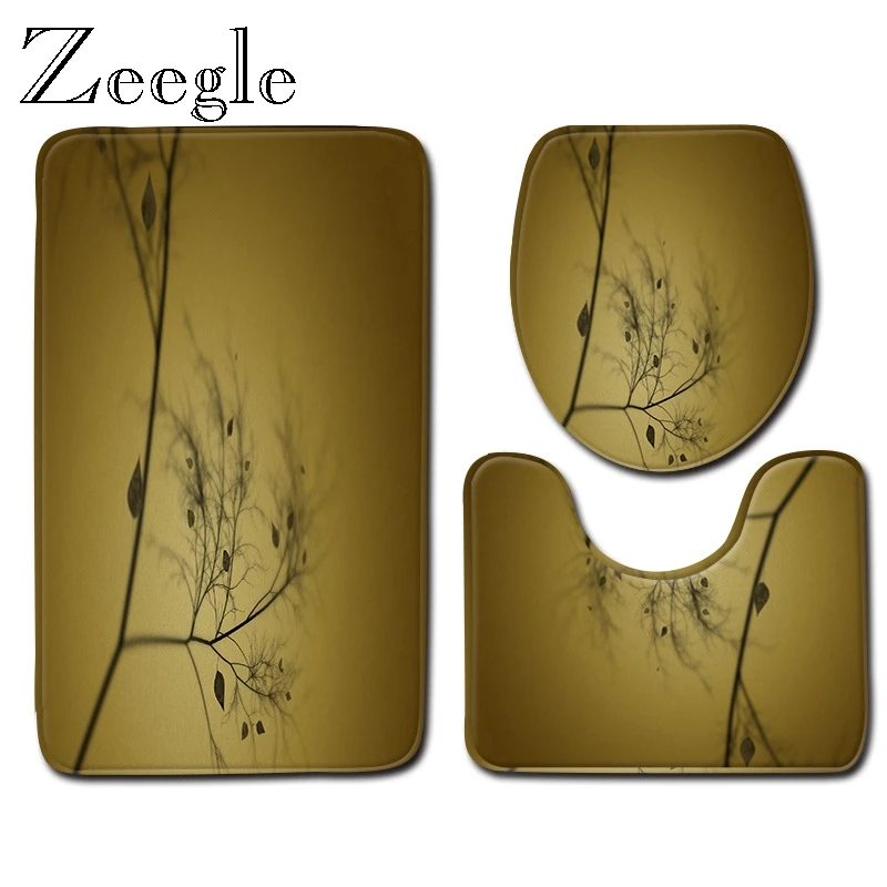 Zeegle 3 шт./компл. зеленый коврик из микрофибры с живописным рисунком нескользящий