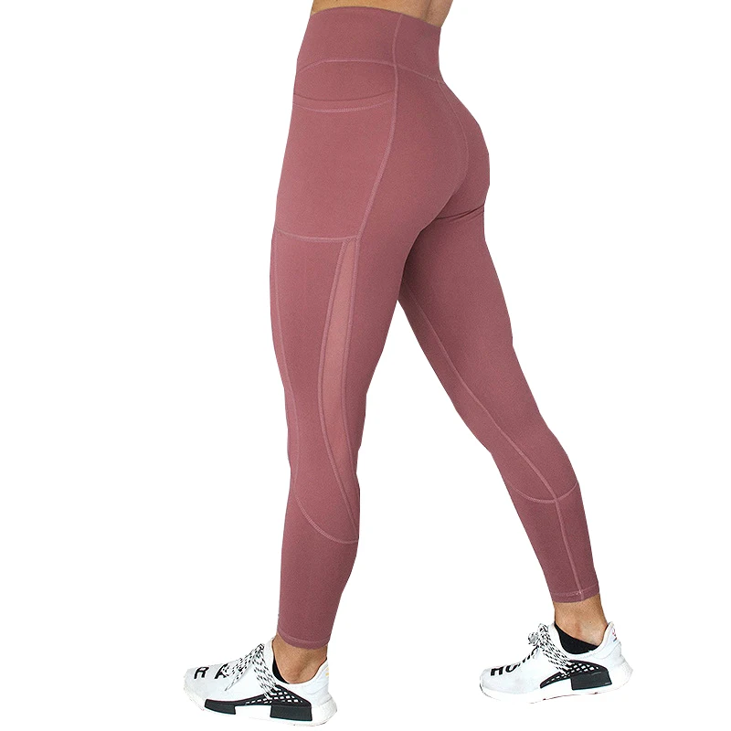 

Women Yoga Leggings Pocket Solid Sport Yoga Pants High Waist Mesh Leggins Sport Women Fitness Training Running Pants Sportswear