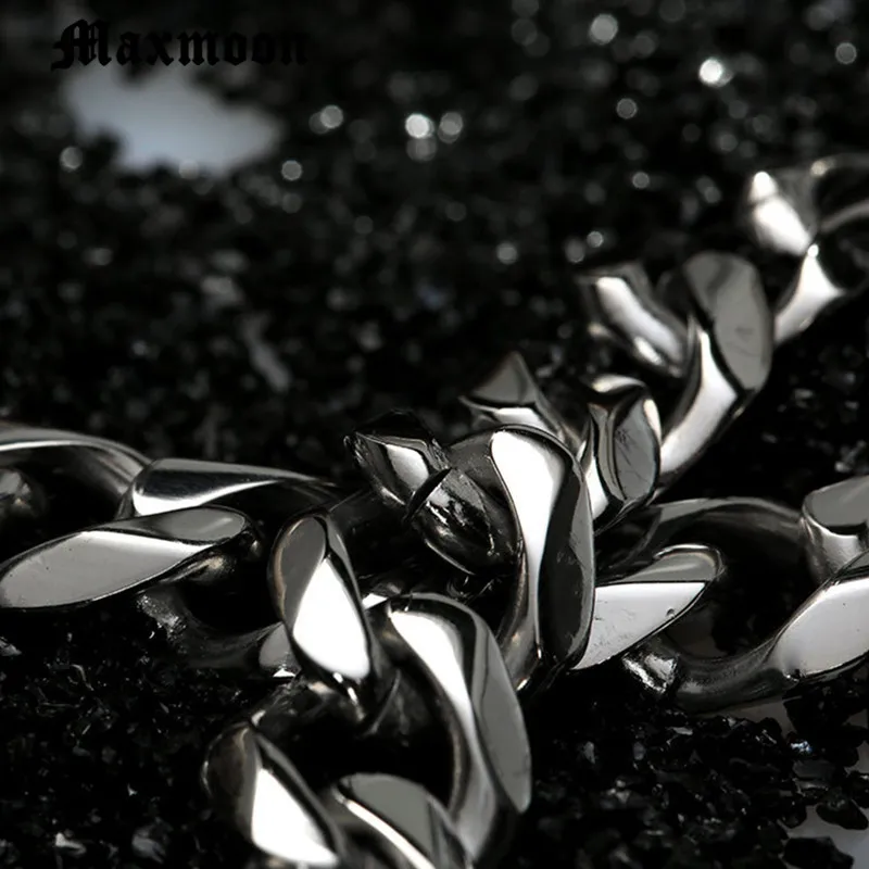 Maxmoon 3-11 мм Мужские браслеты серебро Нержавеющая сталь панцирная кубинская цепь браслеты для мужчин и женщин ювелирных изделий подарок 7-8"