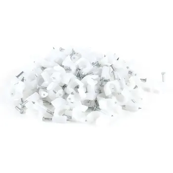 

YOC Hot 200 Pcs 8mm Diameter Electric Cable White Plastic Circle Nail Clips