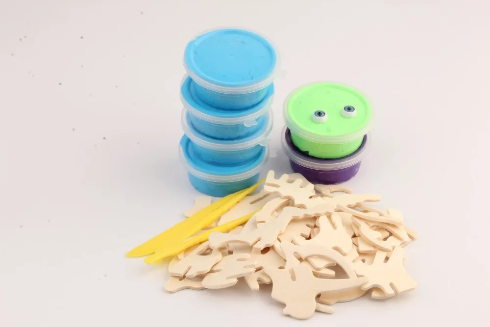 Robud динозавр глина модель с DIY 3D деревянная головоломка безопасная и Нетоксичная глина слизь игрушка для детей FY Новинка для дропшиппинг