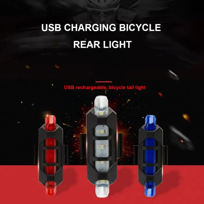 Perfect Newly Bicycle Tail Rear Light USB Rechargeable Safety Warning LED Lamp For Cycling Outdoor BF88 3