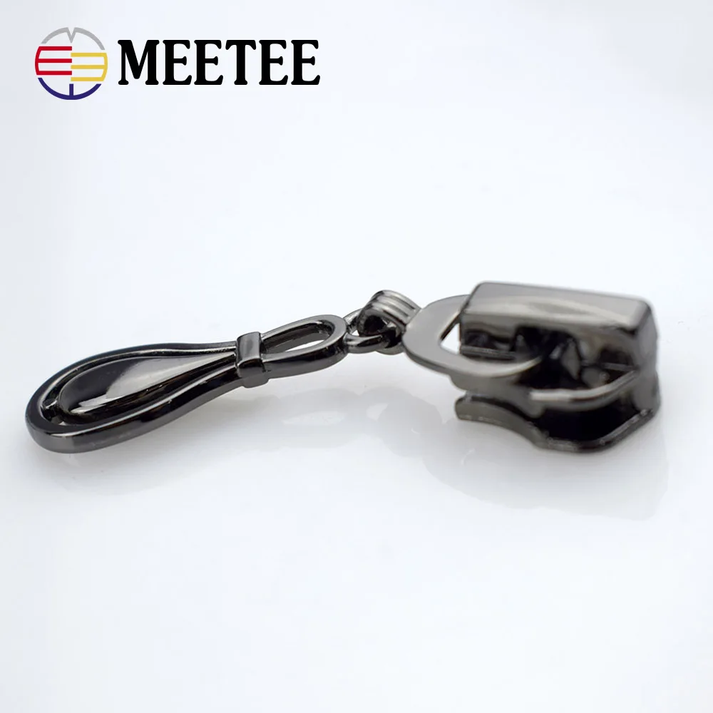 5 шт. Meetee 8# металлическая молния слайдер для Jakect Одежда металлическая молния съемник ремкомплекты сумки Чемодан Аксессуары G1-3 - Цвет: black