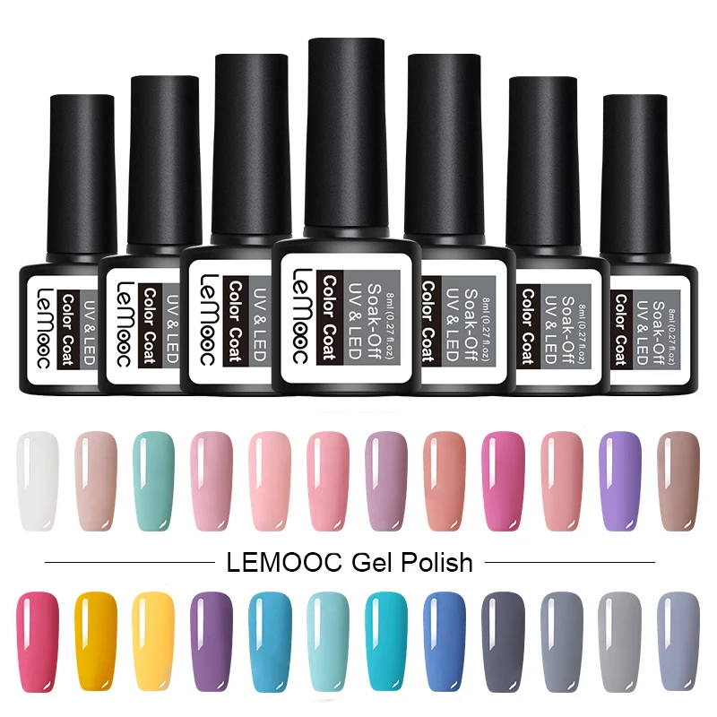 

LEMOOC 8ml Pink Nail Color Gel Nail Polish 229 Colors Soak Off UV Gel Lak Professional UV Gel Polish DIY Nails Art Varnish