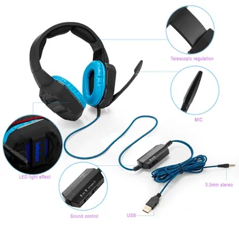 

2016 new design Stereo gaming headset with LED light for PS4 Xbox one MAC PC USB and 3.5mm plug make the headset useful for game