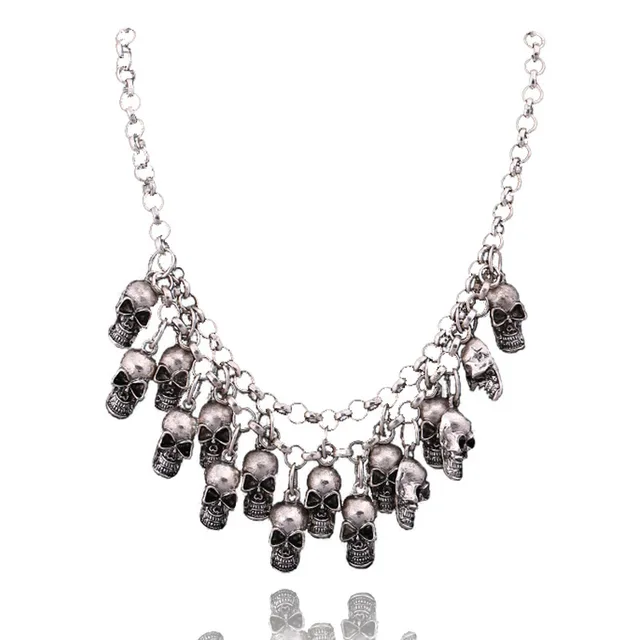 vintage women necklaces halloween jewelry metallic retro skull necklace 2015 new bib statement necklace choker factory