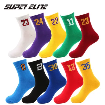 

2pairs/Men's socks cotton team digital socks men's cotton tube bottom towel shock absorber basketball socks